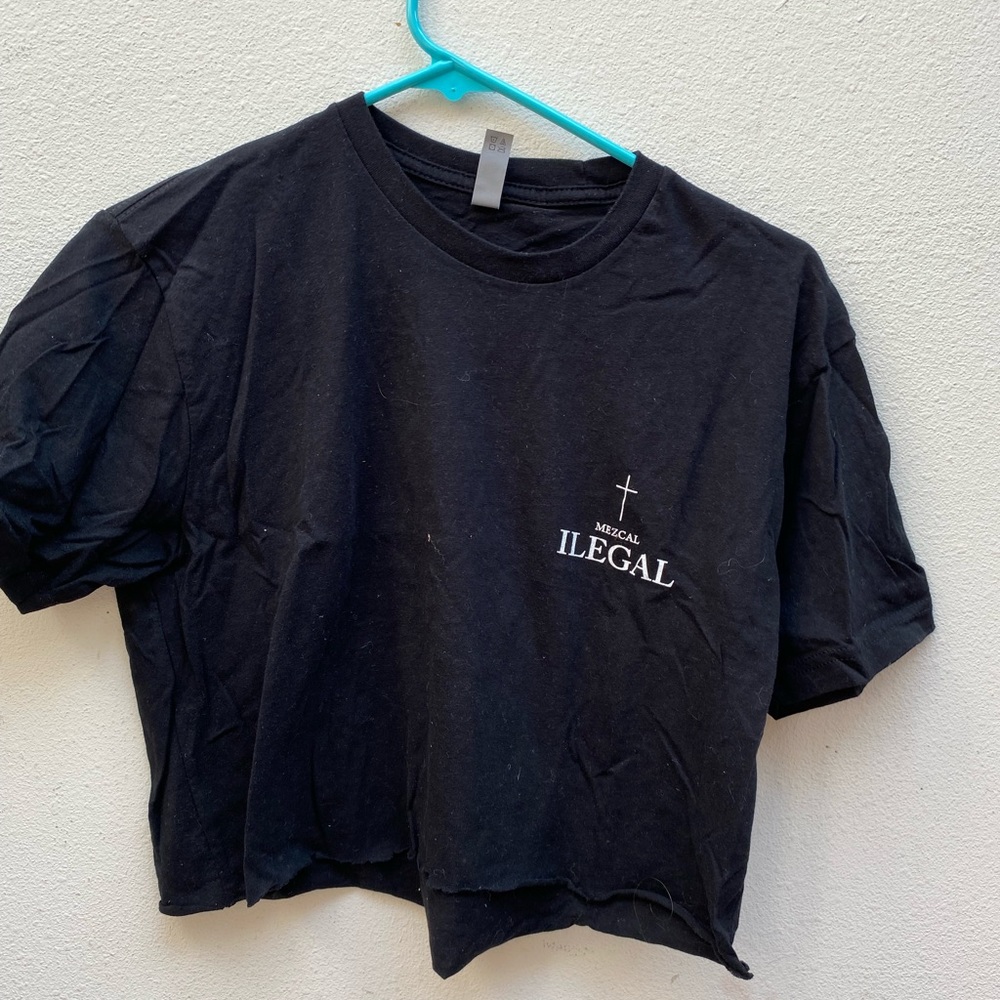 Three black crop tops
